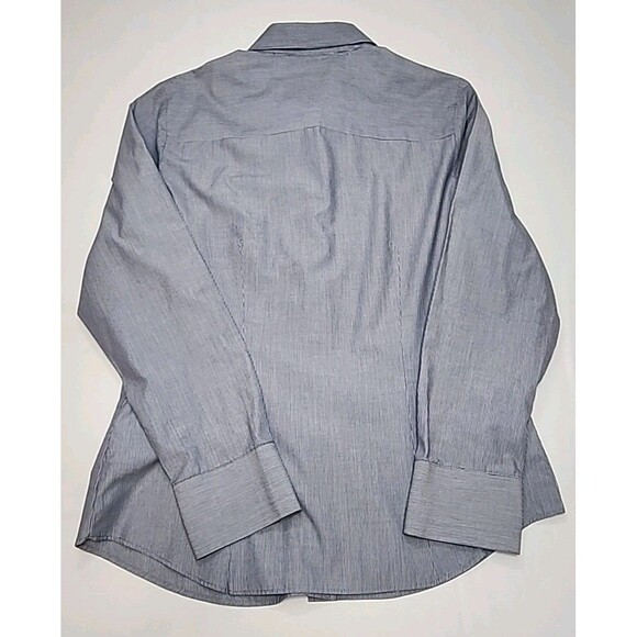 IZOD Women's Size Medium Blue Striped Long Sleeve Button up Dress Shirt Classic - Picture 5 of 9